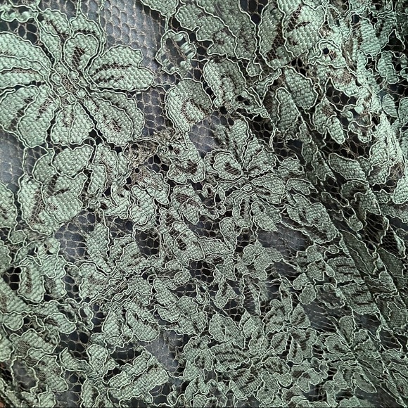 Zara green lace shirt dress drop waist pleated bottom - Picture 4 of 5